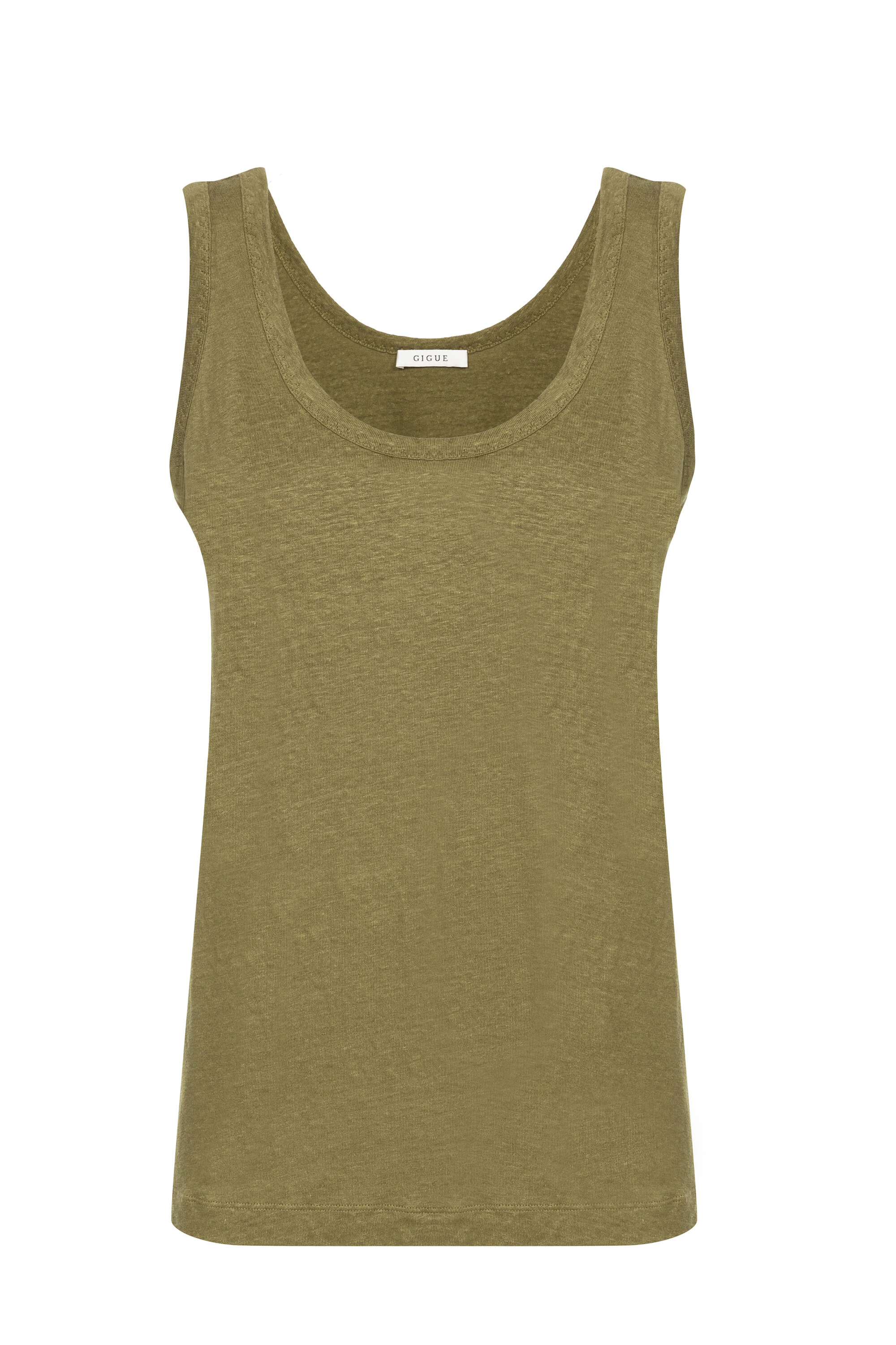 Quagga Evolueren Onze onderneming Kaki mouwloos topje met een diep decolleté - T-shirts & tops - Collectie -  Gigue